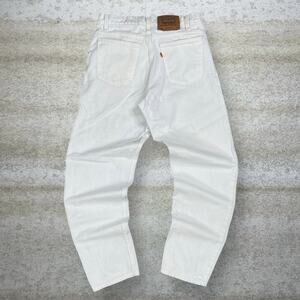 Vintage 90s Levis Jeans 550 31x30 Relaxed Fit Tapered Leg White Wash Orange Tab